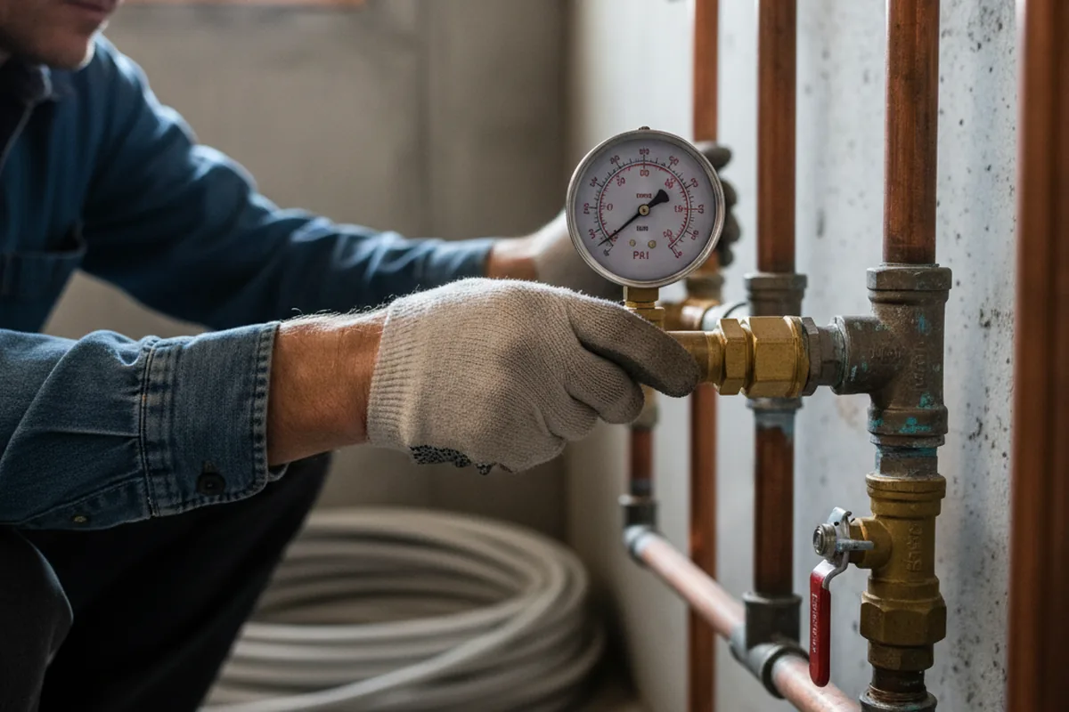 Pressure testing a repaired line during Water Line Repair in Port Murray